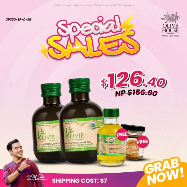 2 Olivie Plus 30x 250ml Free Olivie Plus 30x 50ml & Madu Kyrgyzstan 50g