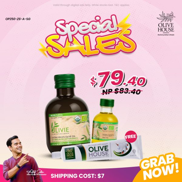 Olivie Plus 30x 250ml, Olivie Plus 30x 50ml Free Ubat Gigi Bunga Cengkih